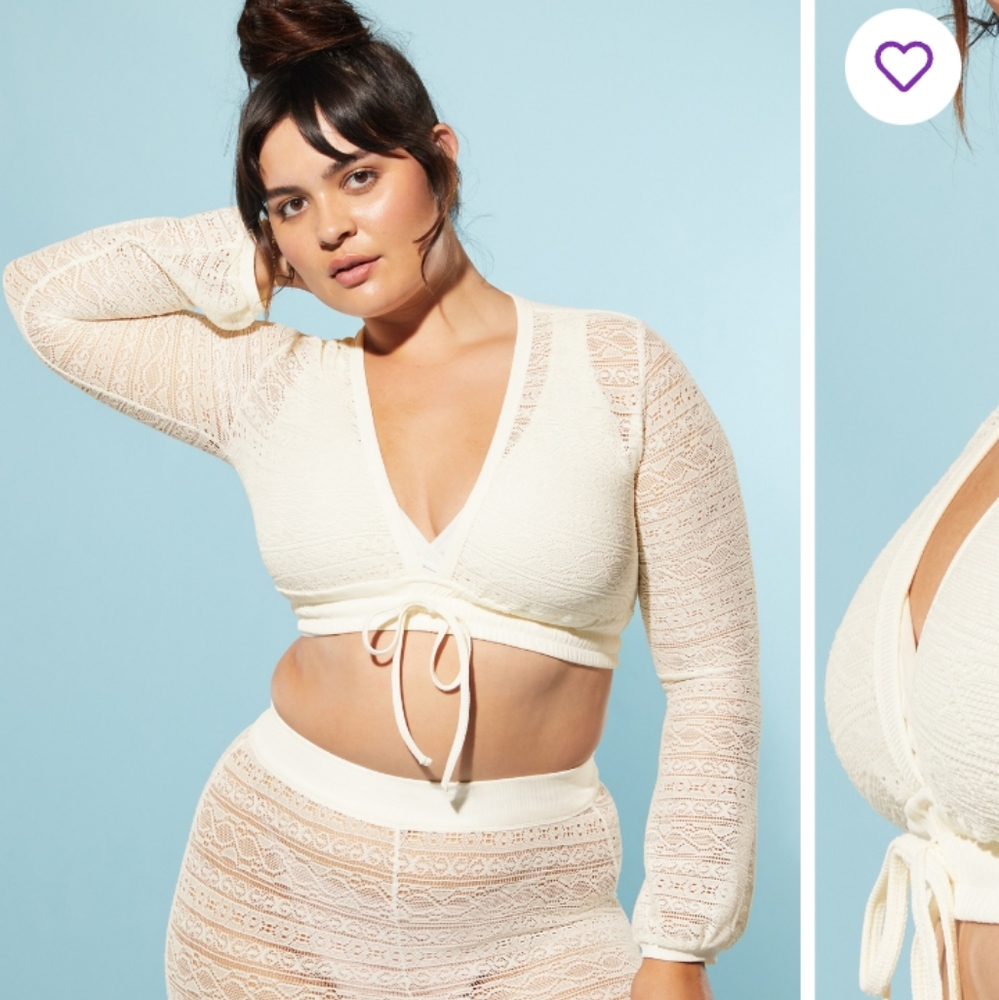 Knit slip cropped top with matching pants 1x